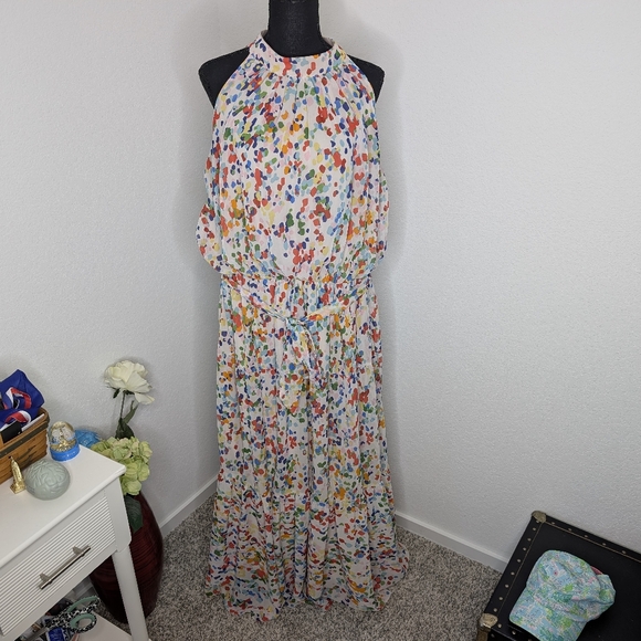 💘 Julia Jordan Belted Printed Tiered Maxi Dress - Picture 2 of 7